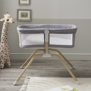 Air Motion Gliding Crib Air Motion Gliding Crib in slate with mesh panels and wooden legs