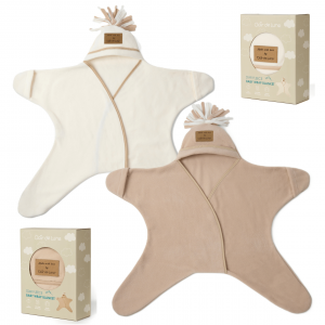 Practical Gifts Star fleece baby wraps in cream and oatmeal